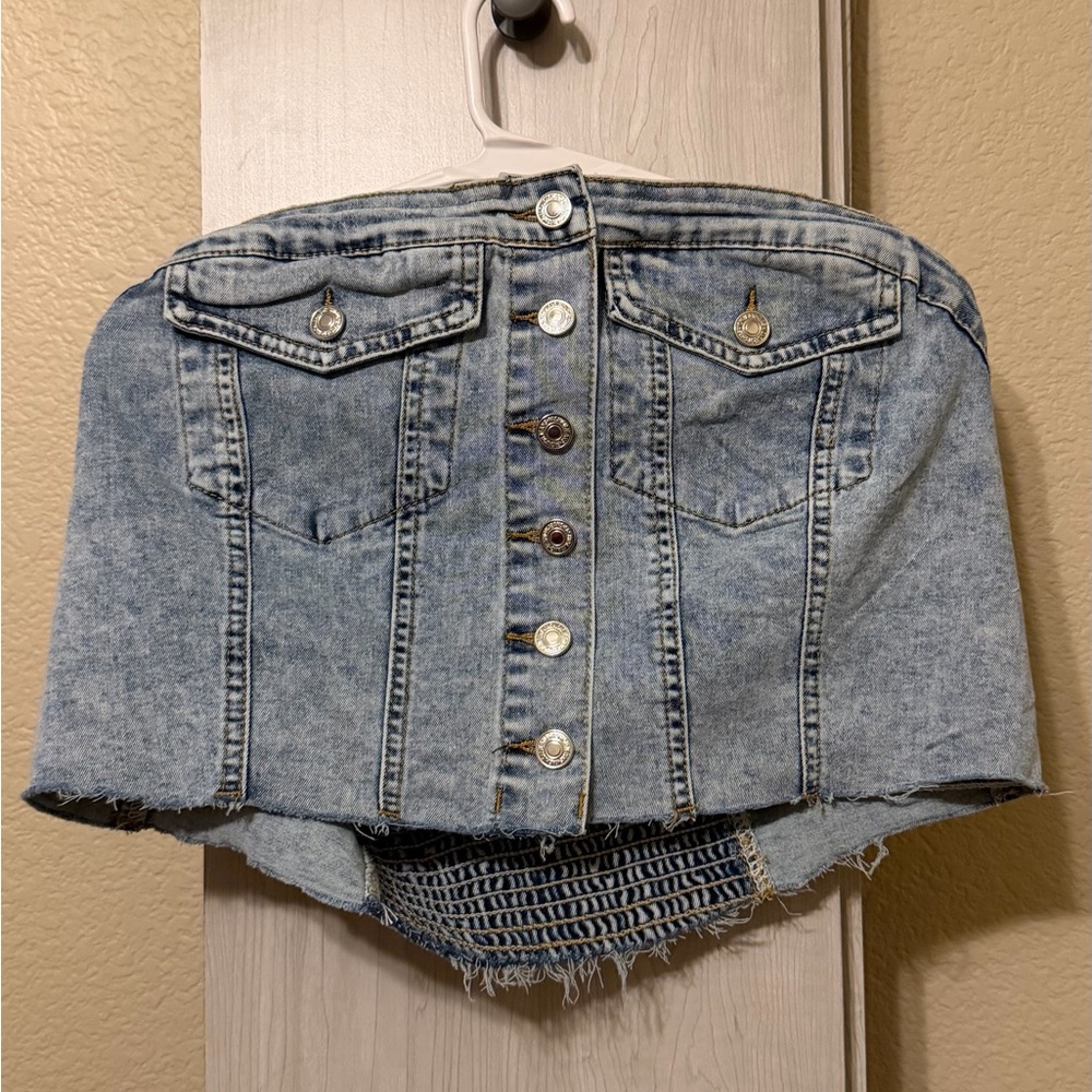 SHEIN Denim Blue Crop Top